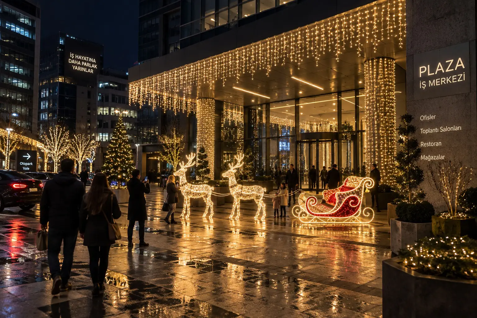 Plaza ve iş merkezi ışık süsleme 